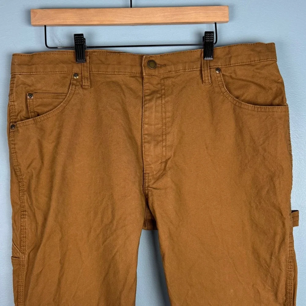 Dickies Carpenter Canvas Duck Relaxed Fit Pants Men's‎ 36x30 Tan Utility Grunge